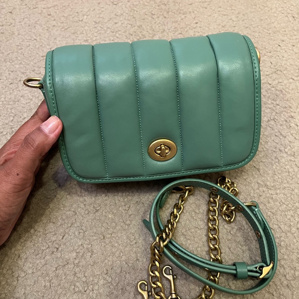 Coach Dinky 18 with quilting in color washed Green